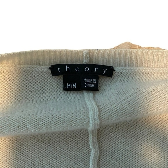 Theory Women’s 100% Cashmere Sweater Ivory Size Medium Revolve Scoop Neck - Picture 6 of 13